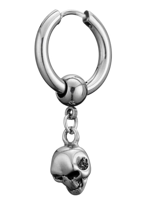 Steel color （Single-Only One) Titanium Steel Skull Hip Hop Single Earring(Single-Only One)