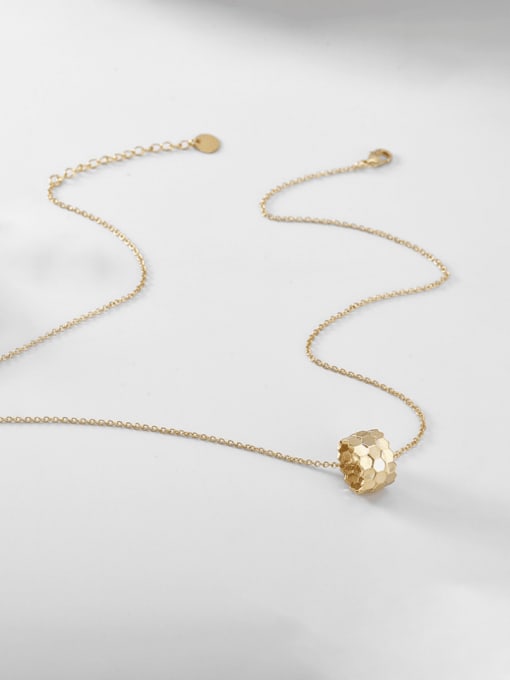 Gold honeycomb transfer bead necklace Brass Smooth Geometric Minimalist  Honeycomb Transfer Bead Necklace