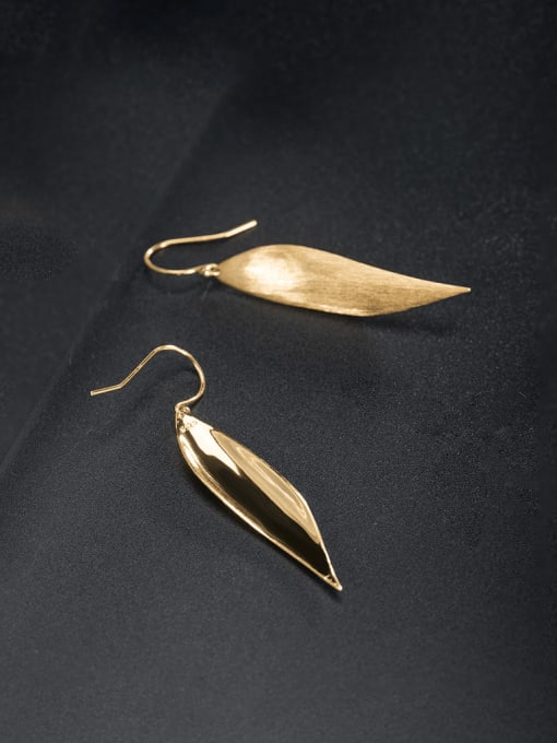 golden 925 Sterling Silver Leaf Vintage Hook Earring