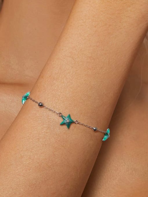 Jare 925 Sterling Silver Enamel Sea Star Minimalist Link Bracelet 1