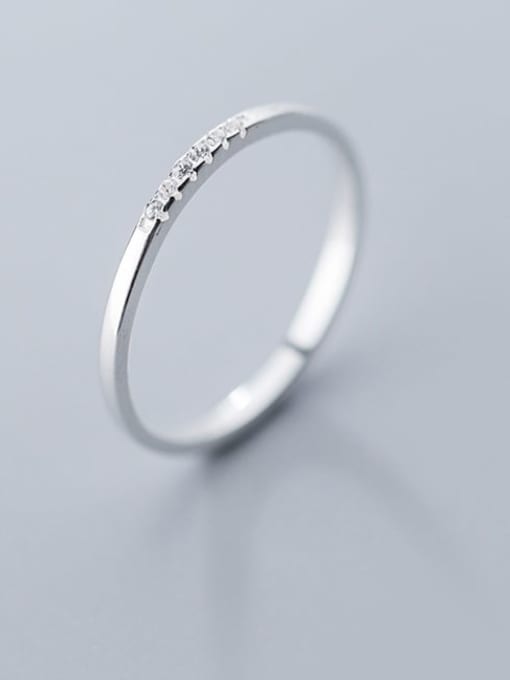 Rosh 925 Sterling Silver Rhinestone  Round Minimalist Band Ring