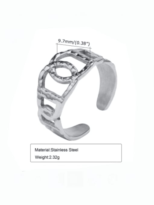 Steel color Stainless steel Hollow Geometric Vintage Band Ring