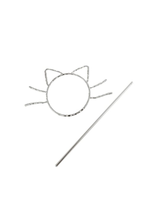 platinum Alloy Minimalist  Concave and convex hollow cat hairpin