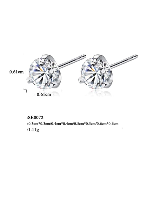 CCUI 925 Sterling Silver Cubic Zirconia White Round Minimalist Stud Earring 3
