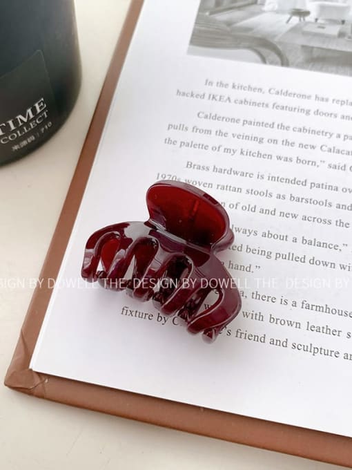 Wine red grab Trend Geometric Alloy Resin Jaw Hair Claw