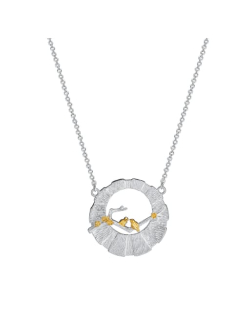 SILVER MI 925 Sterling Silver Flower Minimalist Necklace
