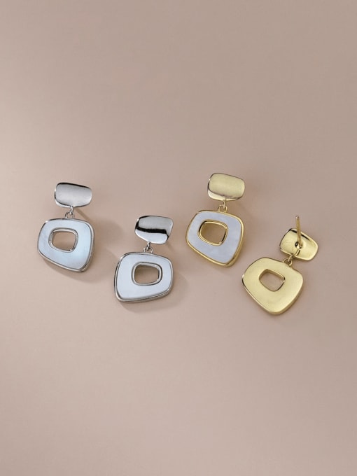 Rosh 925 Sterling Silver Shell Geometric Minimalist Drop Earring 0