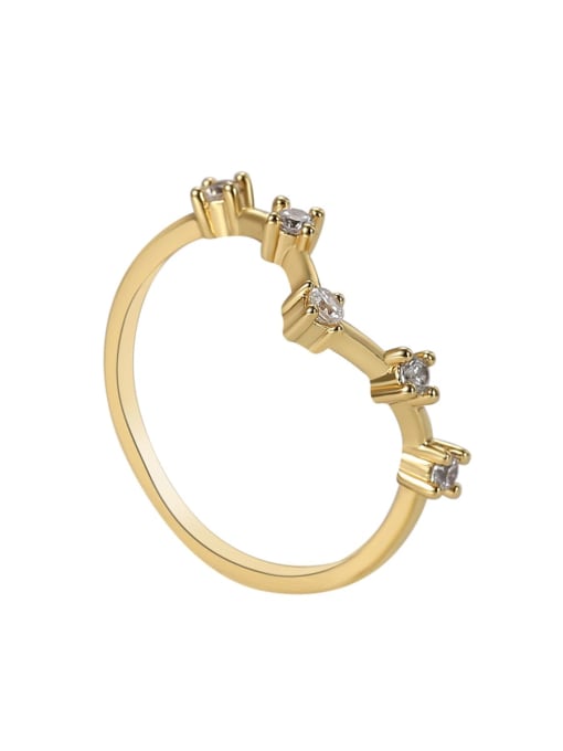 Gold V-ring Brass Cubic Zirconia Irregular Minimalist Band Ring