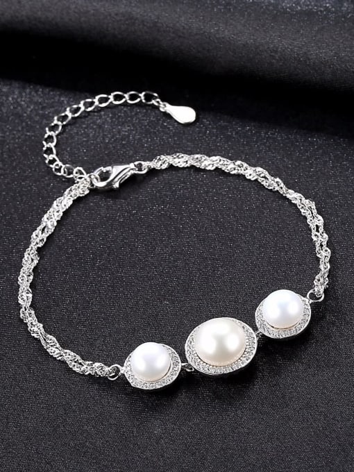CCUI 925 Sterling Silver ROUND  Freshwater Pearl Bracelet 3