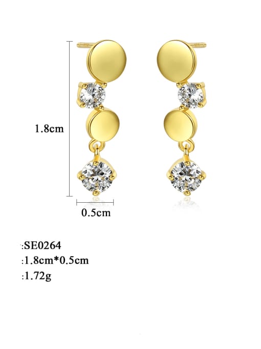 CCUI 925 Sterling Silver Rhinestone Smooth Round Trend Drop Earring 3