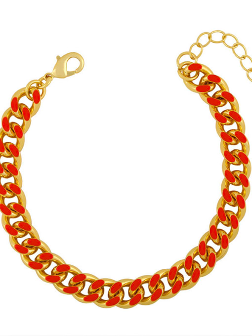 gules Brass Hollow Geometric Vintage Link Bracelet