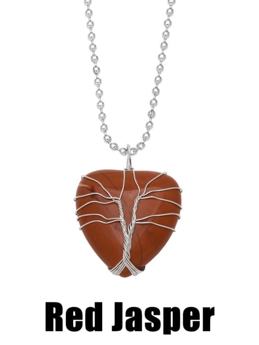 Red Jasper Brass Natural Stone Heart Vintage Necklace