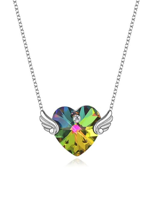 JYXZ 026 (gradient green) 925 Sterling Silver Austrian Crystal Heart Classic Necklace