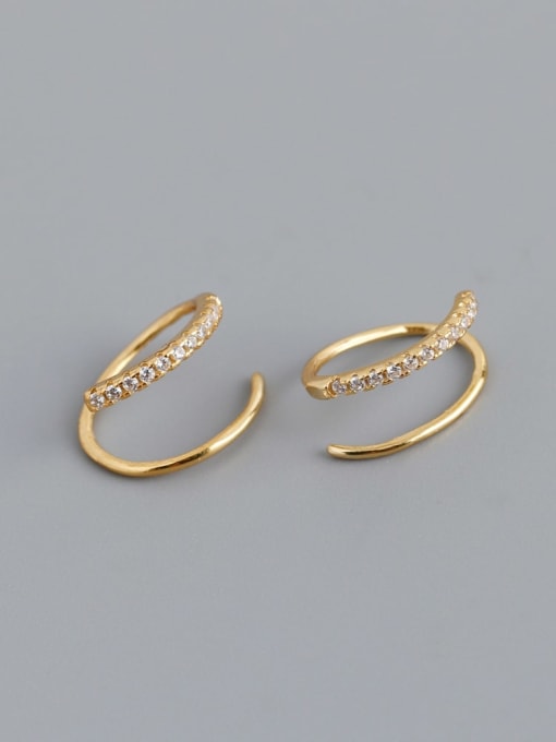 golden 925 Sterling Silver Cubic Zirconia Geometric Minimalist Stud Earring