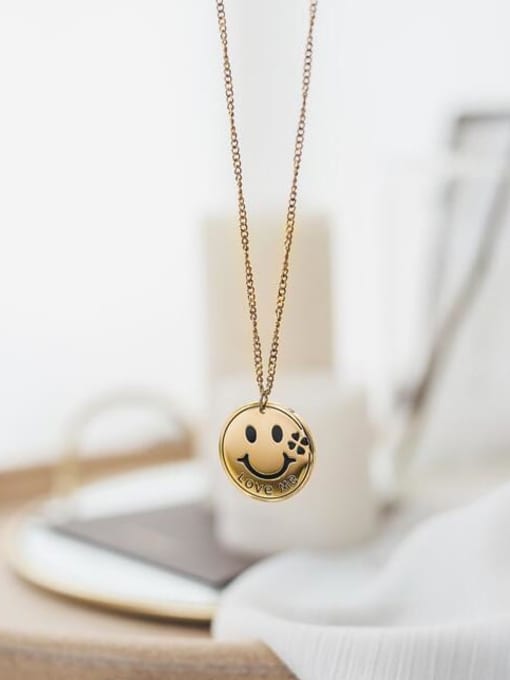 A TEEM Titanium  Minimalist Smiley  pendant Necklace 2