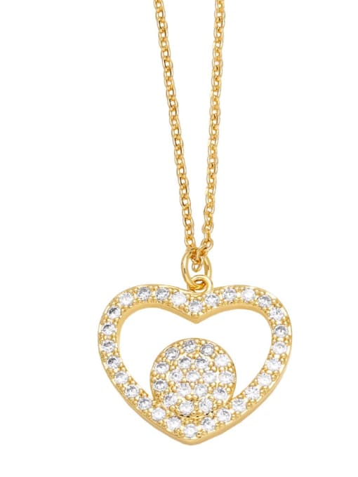 A Brass Cubic Zirconia Heart Trend Necklace