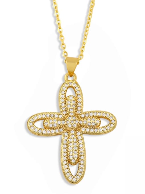 CC Brass Cubic Zirconia Cross Vintage Regligious Necklace 1