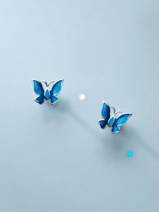 Rosh 925 Sterling Silver Enamel Butterfly Minimalist Stud Earring 1