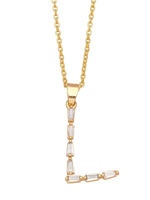 L Brass Cubic Zirconia Letter Minimalist Necklace