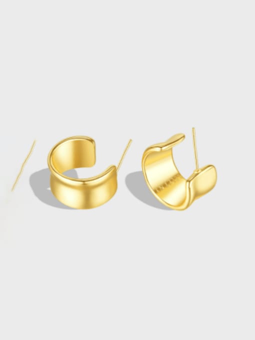 Open Sky Brass Geometric Minimalist C Shape Stud Earring