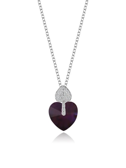 JYXZ 012 (purple) 925 Sterling Silver Austrian Crystal Heart Classic Necklace