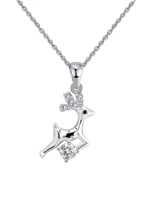 RINNTIN 925 Sterling Silver Cubic Zirconia Deer Minimalist Necklace