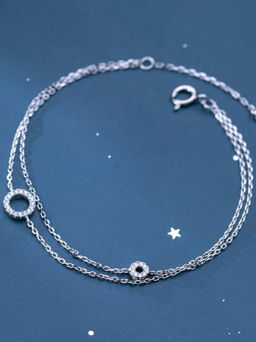 Rosh 925 sterling silver  fashion hollow round minimalist strand bracelet 0