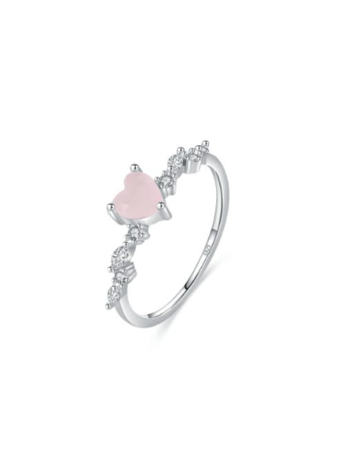S925 Sterling Silver 925 Sterling Silver Opal Heart Dainty Band Ring