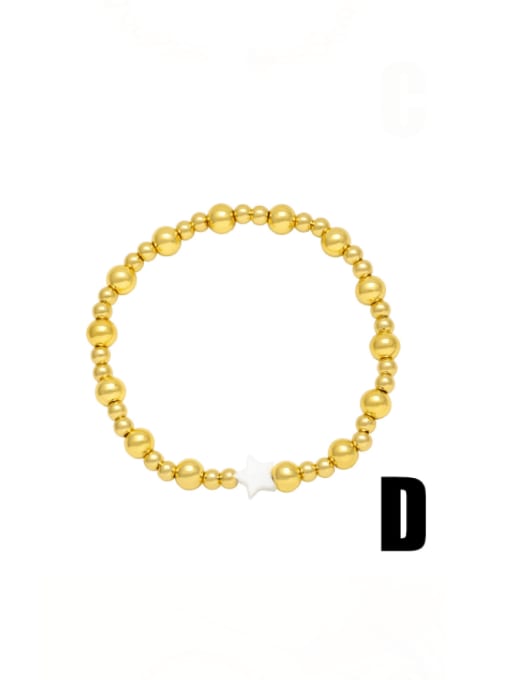 D Brass Imitation Pearl Pentagram Minimalist Beaded Bracelet