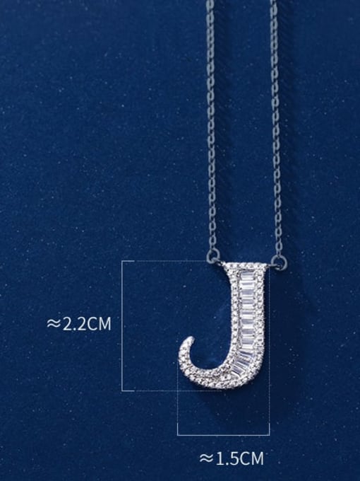 Letter J 925 Sterling Silver Simple Fashion full diamond letters pendant  Necklace
