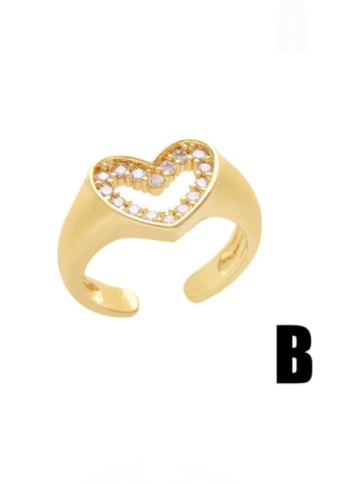 CC Brass Cubic Zirconia Heart Vintage Band Ring 2