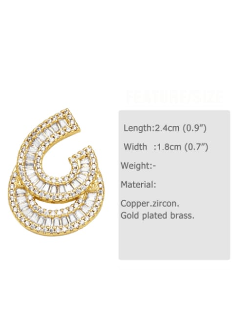 CC Brass Cubic Zirconia Geometric Luxury Double Layer C Shape  Stud Earring 2