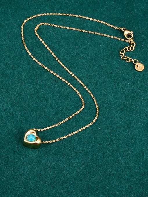 A TEEM Titanium Steel Turquoise Heart Minimalist Necklace 1