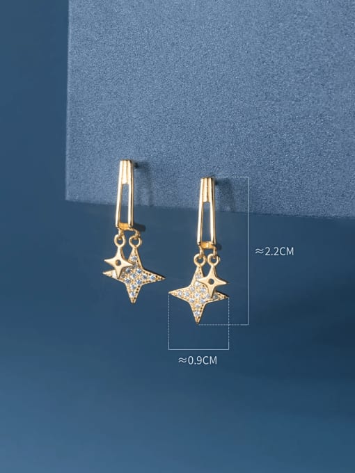 Gold 925 Sterling Silver Cubic Zirconia Star Dainty Drop Earring