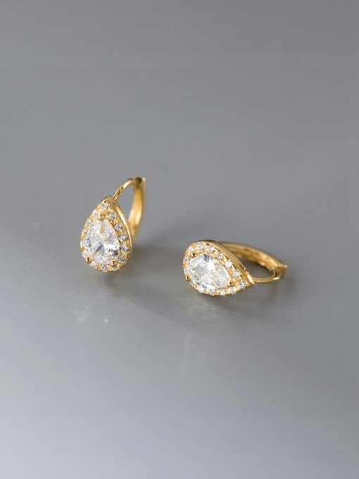 Gold 925 Sterling Silver Cubic Zirconia Water Drop Dainty Stud Earring