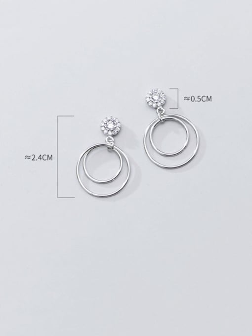 Rosh 925 Sterling Silver Hollow Round Minimalist Drop Earring 3