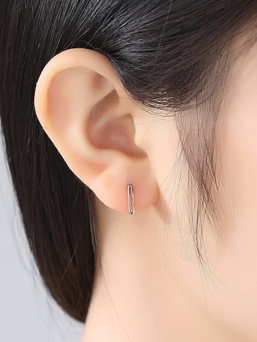 CCUI 925 Sterling Silver Hollow  Geometric Minimalist Stud Earring 1
