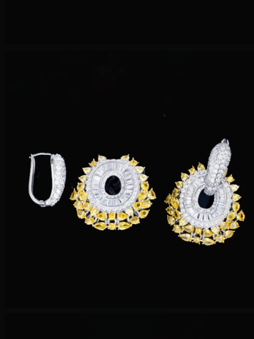 L.WIN Brass Cubic Zirconia Flower Luxury Cluster Earring 2