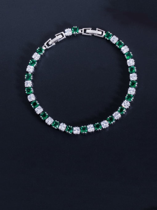 green 18.2cm Brass Cubic Zirconia Geometric Classic Bracelet