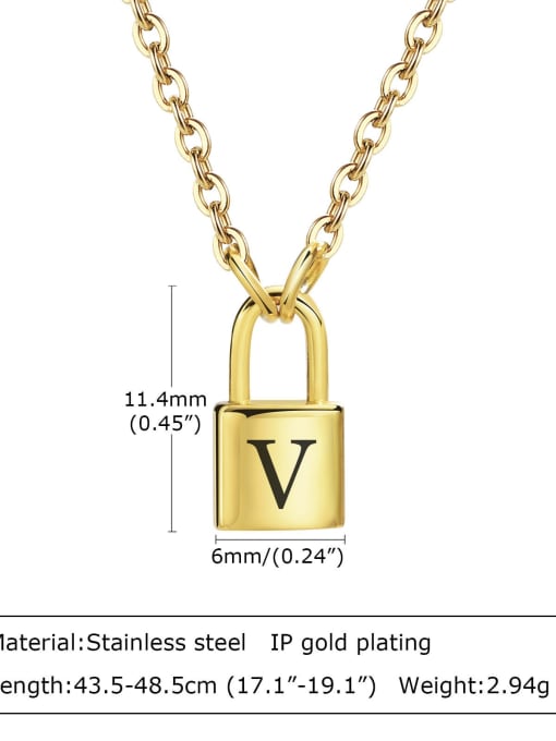 V letter 43.5 +5CM Stainless steel Letter Hip Hop Necklace