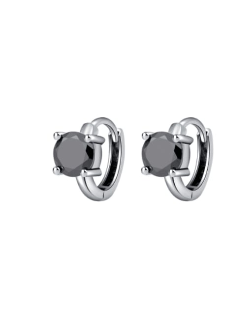 KDP-Silver 925 Sterling Silver Cubic Zirconia Geometric Vintage Huggie Earring