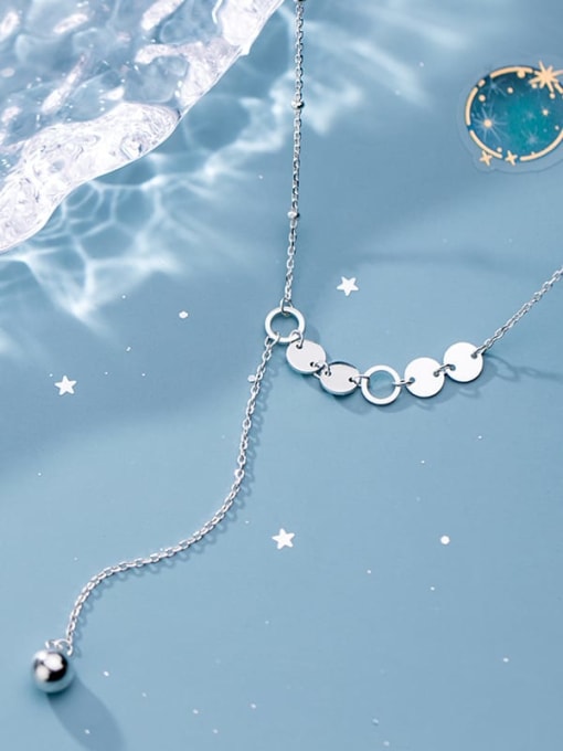 Rosh 925 Sterling Silver Tassel Minimalist  Fashion Round Light Bead Y Chain  Necklace 0