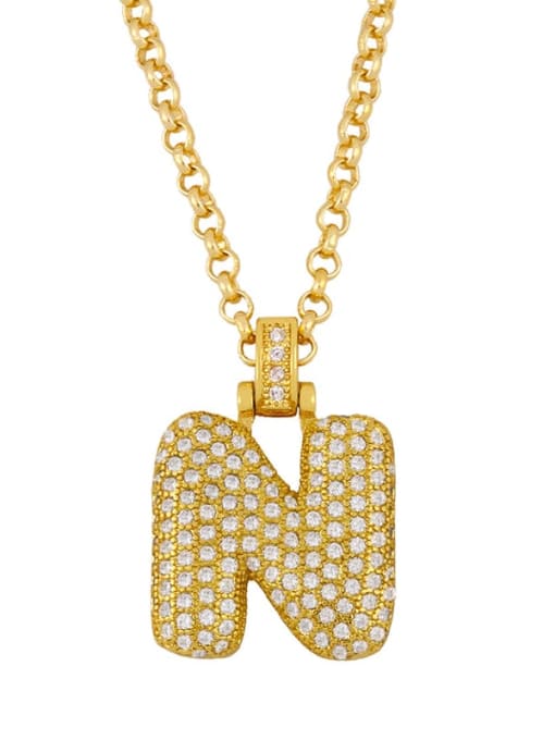 N Brass Cubic Zirconia Letter Ethnic Necklace