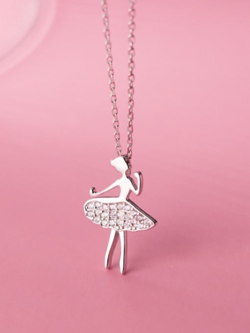 Rosh 925 Sterling Silver Cubic Zirconia Angel Cute Necklace 1