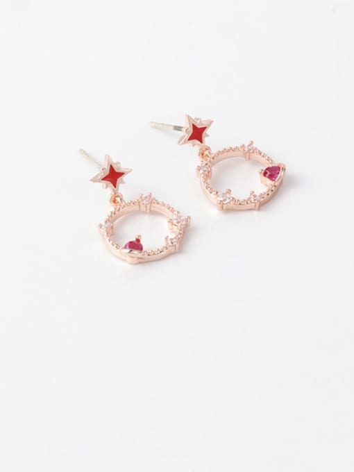 Girlhood Zinc Alloy Cubic Zirconia Multi Color Star Minimalist Drop Earrings 1