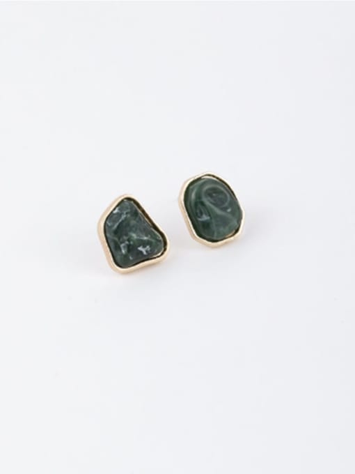 B green Brass Resin Multi Color Irregular Minimalist Stud Earring