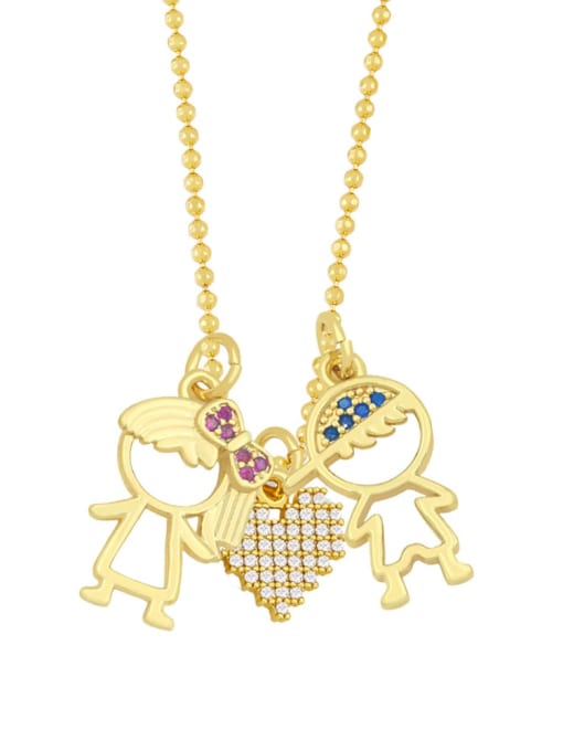 CC Brass Cubic Zirconia Angel Minimalist Necklace 2