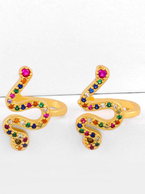 CC Brass Cubic Zirconia Rainbow Vintage Clip Earring 1