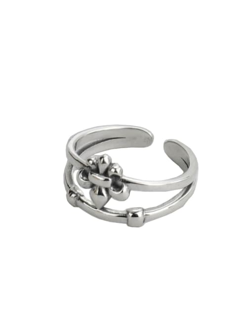 SHUI Vintage Sterling Silver With Platinum Plated Simplistic Cross Free Size Rings 3