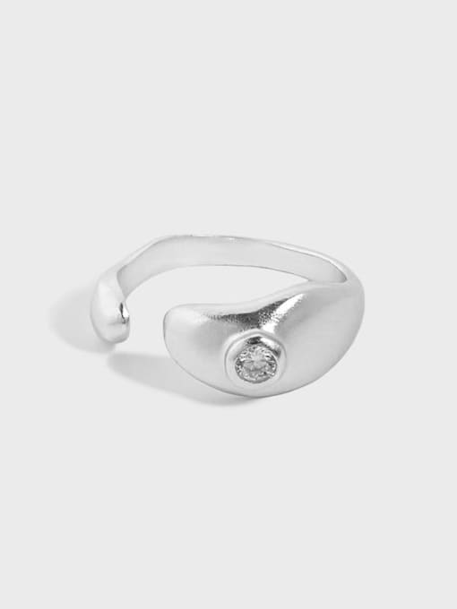 DAKA 925 Sterling Silver Rhinestone Irregular Minimalist Band Ring 1